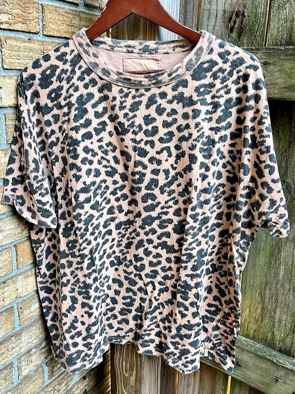 Aerie Leopard Print Short Sleeve Tee in Tan & Black